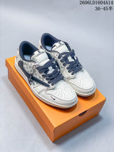 Travis Scott x Jordan 1 Low Sneakers in Cream and Navy