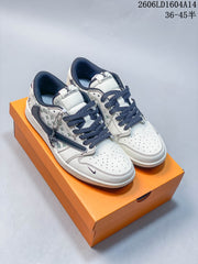 Travis Scott x Jordan 1 Low Sneakers in Cream and Navy