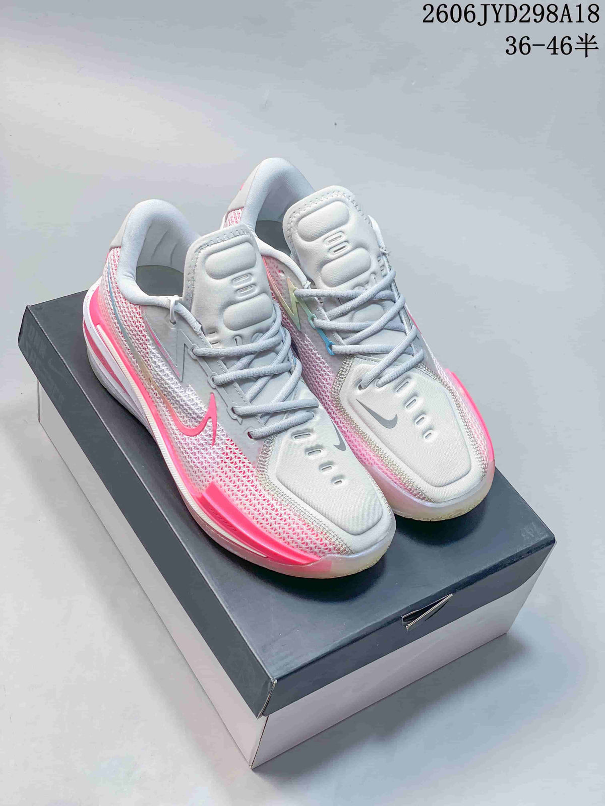 Nike Air Zoom GT Cut Low Basketball Shoes, White and Pink