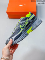Nike Gray and Volt Retro Running Sneakers