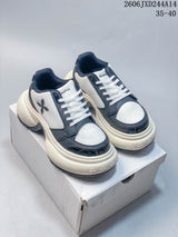 SMFK Women's Chunky Retro Sneakers in White and Navy