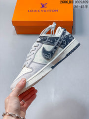 Nike SB Dunk Low Printed Gray and Cream Low-Top Sneakers