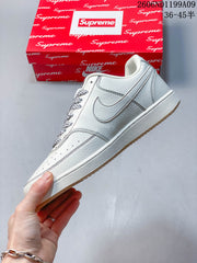 Nike Court Vision Low White Sneakers with Red Details