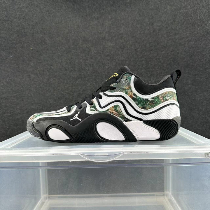 Jordan Black, White and Green Basketball Sneakers