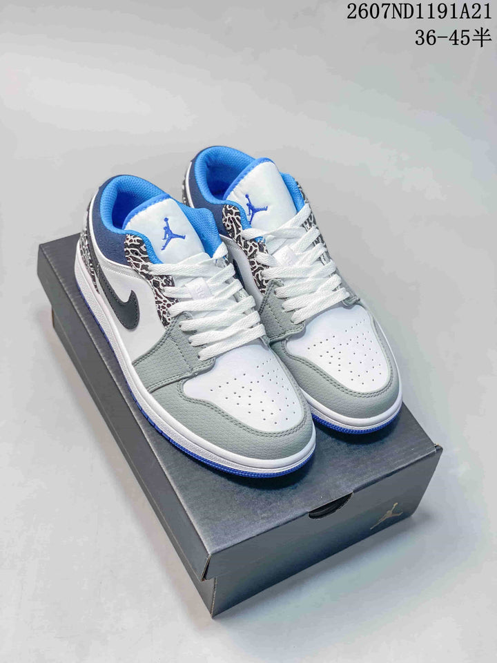 Jordan Air Jordan 1 Low White Grey Blue Elephant Print