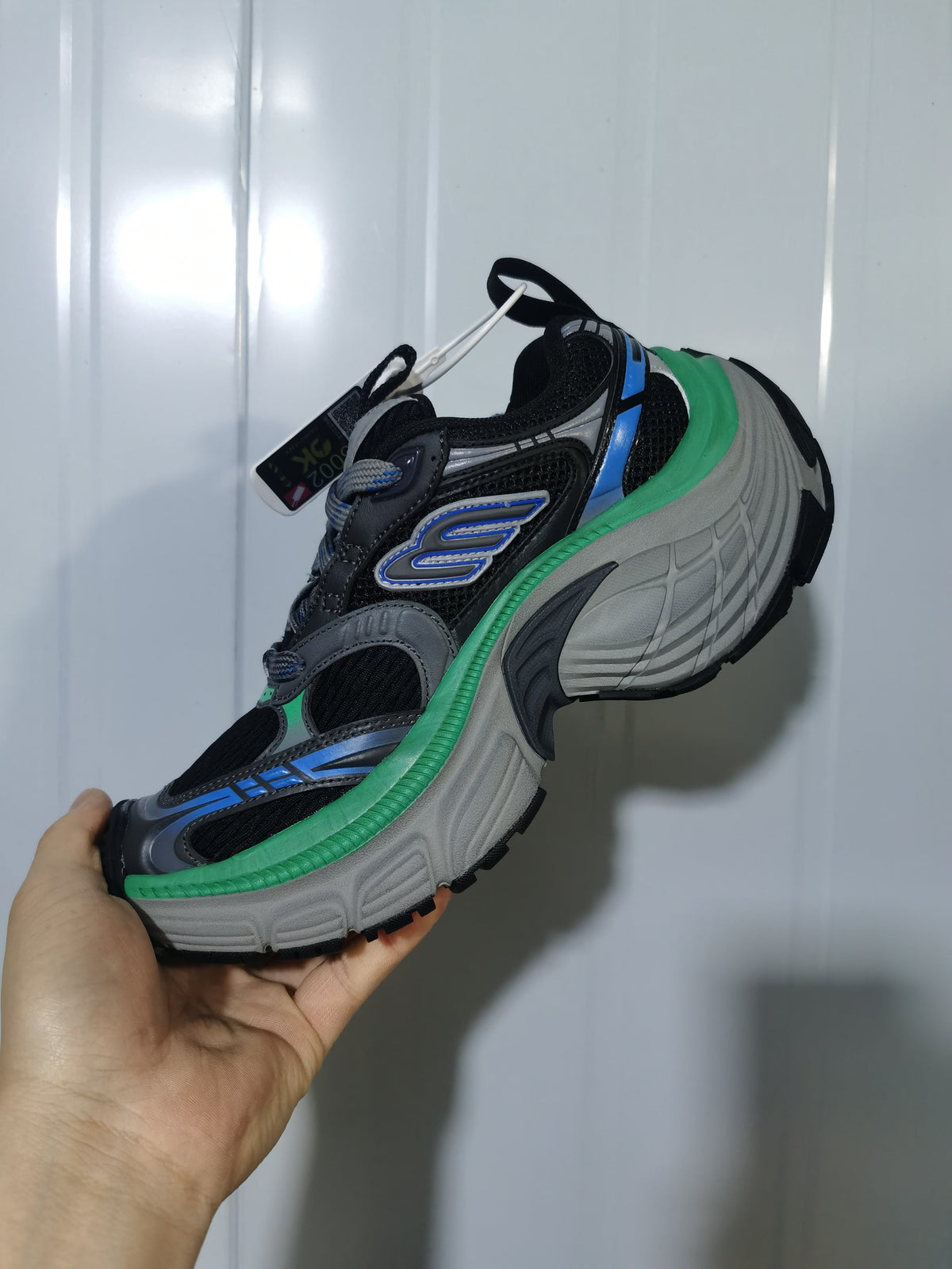 0315 Black/Green Chunky Sneakers
