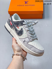 Nike SB Dunk Low Printed Gray and Cream Low-Top Sneakers