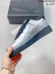 Nike Air Force 1 Low Silver and Navy Sneakers