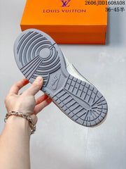 Nike SB Dunk Low LV Print Sneakers in Cream and Gray
