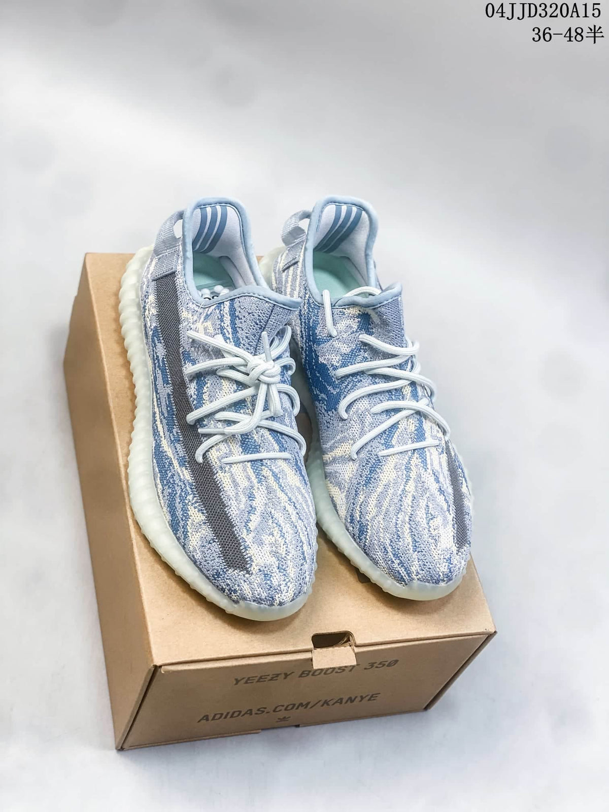 Adidas Yeezy Boost 350 V2 Blue Pattern Sneakers