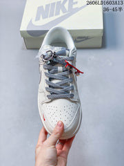 Nike Dunk Low Supreme-Style Sneakers in Cream and Grey