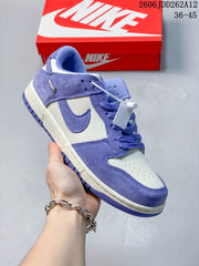 Nike Mini Swoosh Low-Top Sneakers in Sail and Purple