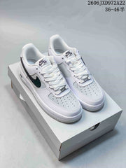Nike Air Force 1 ’07 Low White Sneakers with Dark Swoosh