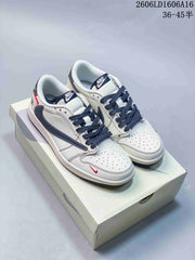 Jordan 1 Low Style Sneakers in Off-White and Navy