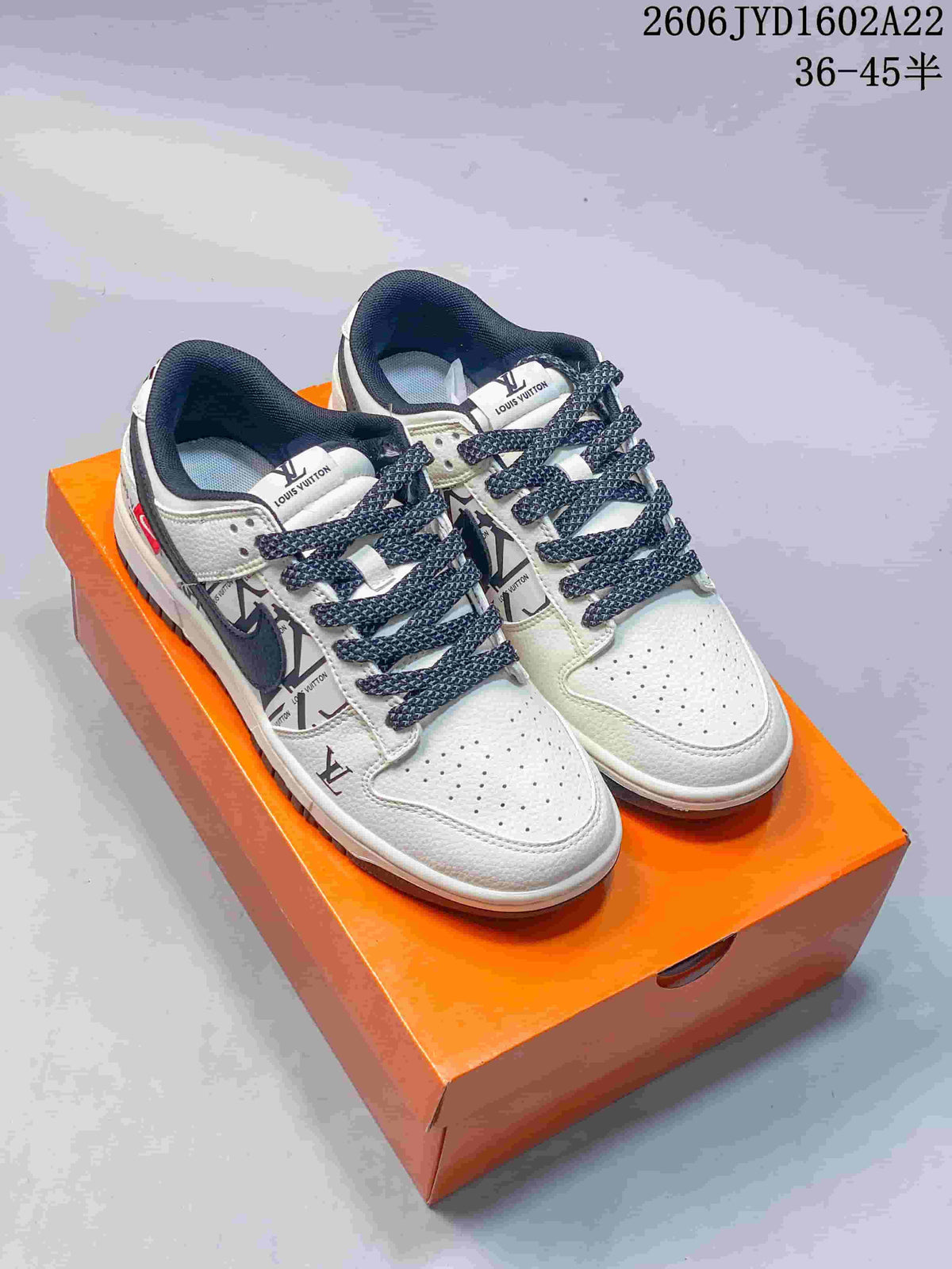 Nike SB Dunk Low White Navy Pattern Sneakers