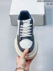SMFK Women's Chunky Retro Sneakers in White and Navy
