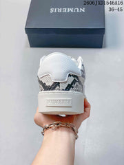 Numeris Low-Top Sneakers in White with Snake-Print Panels