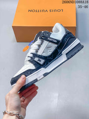 Louis Vuitton Trainer Low Sneakers in White and Navy