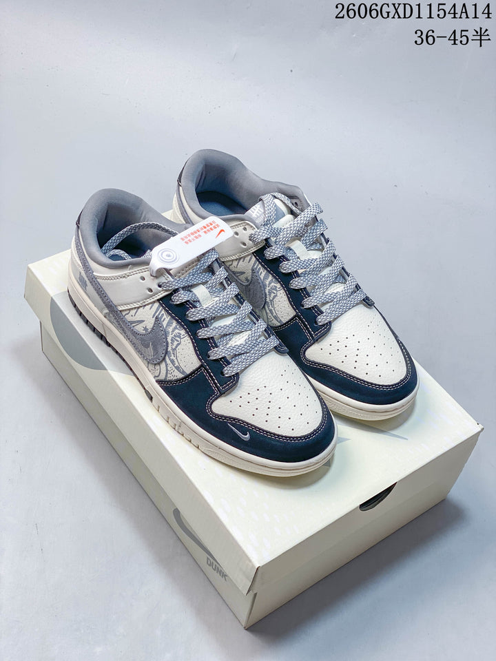 Nike Dunk Low UNDEFEATED-Style Navy Paisley Sneakers
