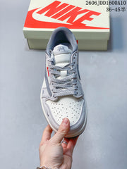 Jordan 1 Low Travis Scott x Stüssy-Style Sneakers Grey Red