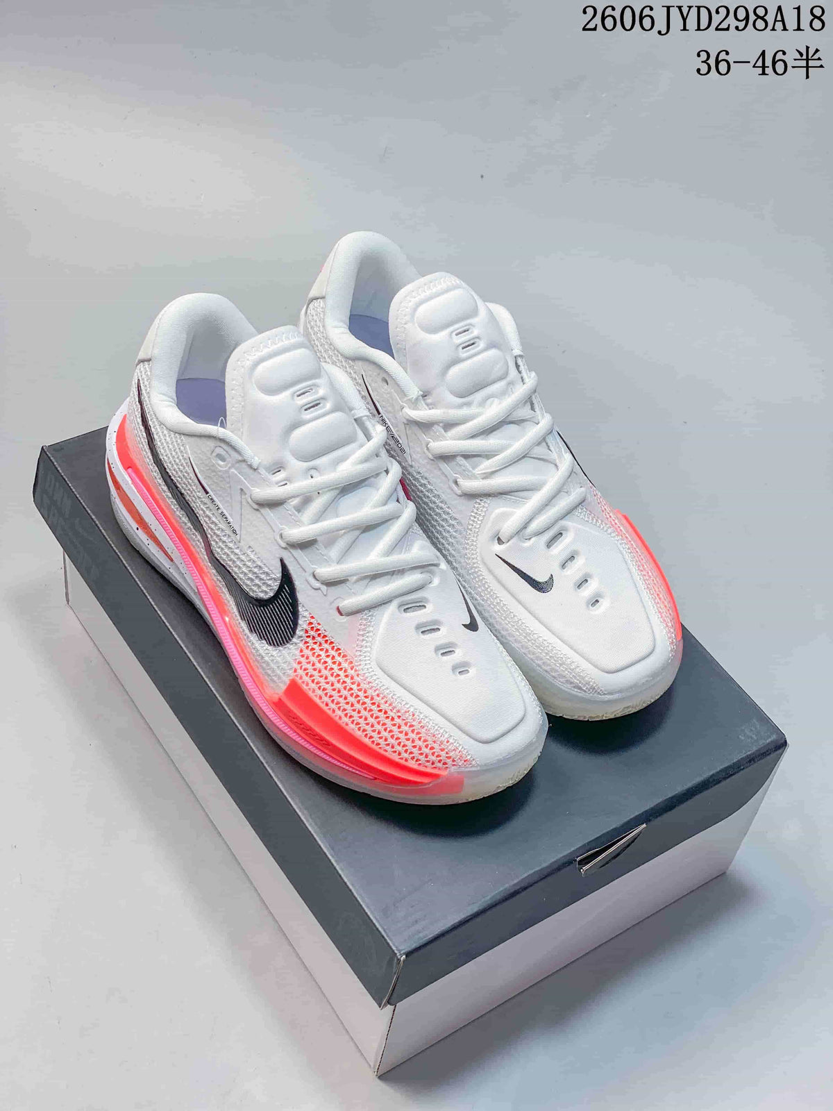 Nike Air Zoom GT Cut Low-Top Basketball Shoes, White and Coral