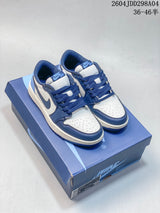 Jordan AJ1 Low Blue and White Sneakers