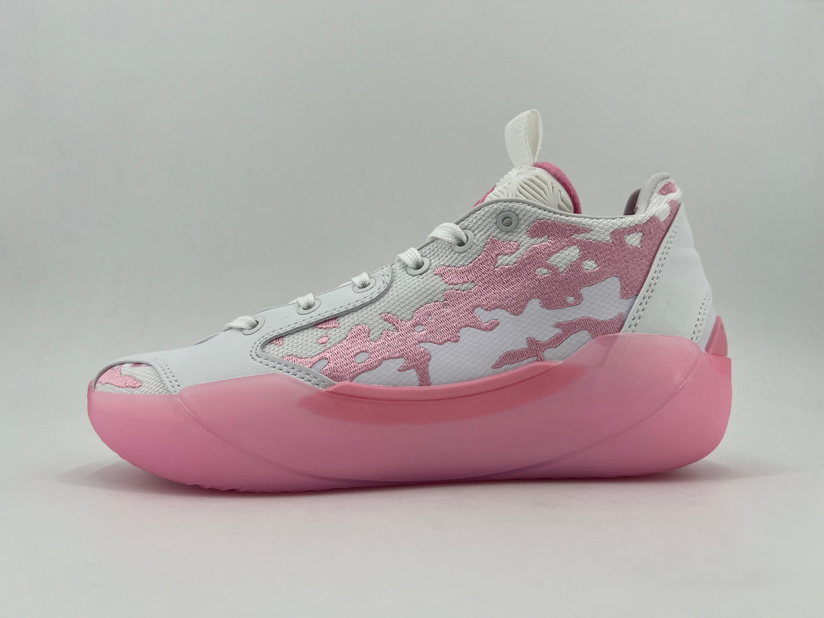White and Pink Low-Top Sneakers
