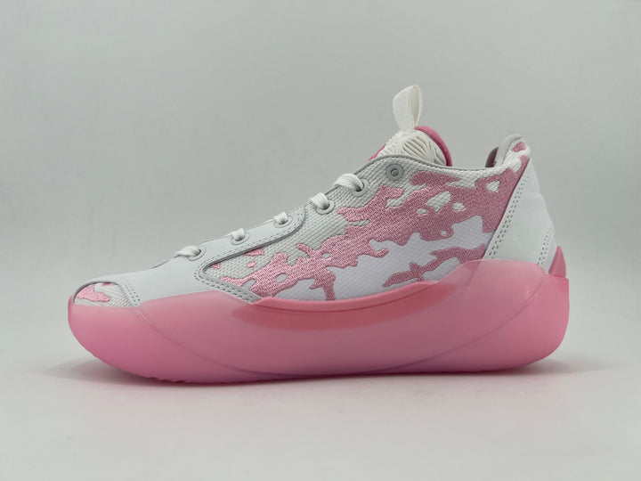 White and Pink Low-Top Sneakers