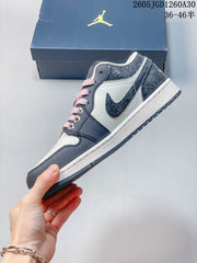 Air Jordan 1 Low Sneakers in Navy, White and Pink