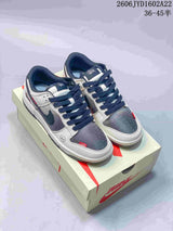 Nike SB Dunk Low Striped Beige, Navy and Red Sneakers
