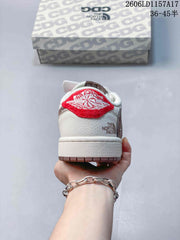 Air Jordan 1 Low White Brown Red Sneakers
