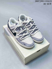 Nike SB Dunk Low Sneakers in White, Gray and Navy Styles