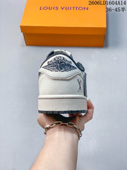 Travis Scott x Jordan 1 Low Sneakers in Cream and Navy