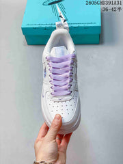Nike Air Force 1 Low White and Lavender Sneakers