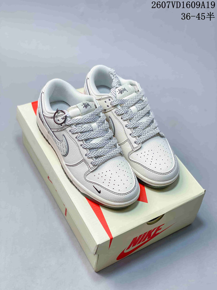 Nike Dunk Low Retro Custom Sneakers White and Navy