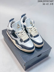 Jordan 4 Pure Platinum Mid-Top Sneakers in White and Black