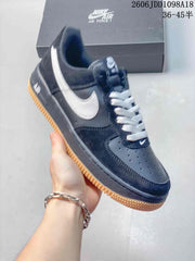 Nike Air Force 1 Low Sneakers, Blue and White, Gum Sole