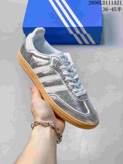 Adidas Samba OG Low-Top Sneakers, White and Gold KJ6590