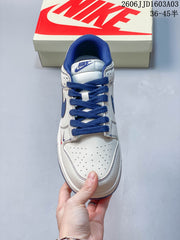 Nike SB Dunk Low White and Blue Low-Top Sneakers