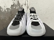 White and Black Sculpted High-Top Sneakers