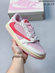 Air Jordan 1 Low Travis Scott Pink and White Sneakers