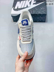 Nike Air Force 1 Low Sneakers in Cream, Gray and Blue