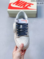 Nike Dunk Low Supreme-Style Sneakers in White and Navy