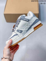 Louis Vuitton Trainer Maxi Low-Top Sneakers White Gray
